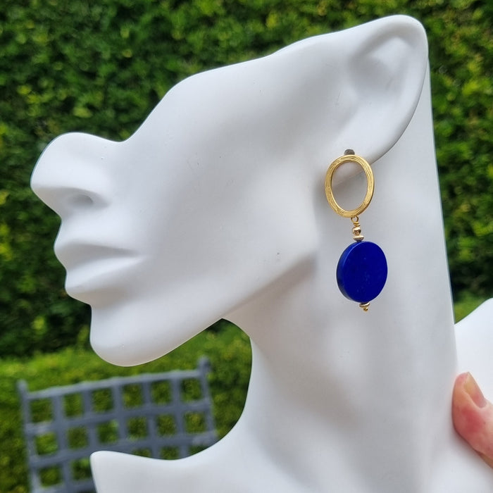 Eden Lapis Lazuli Open Circle Stud Earrings