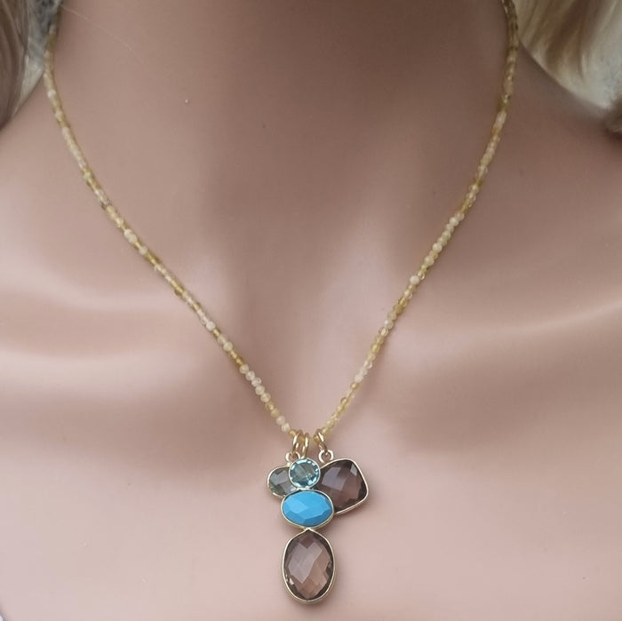 Candyland Charms Smokey Quartz Turquoise Blue Topaz Crystal
