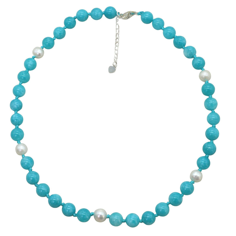 Sofia Amazonite and Freshwater Pearl Sterling Silver necklace