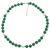 Sofia Green Onyx and Freshwater Pearl Sterling Silver necklace