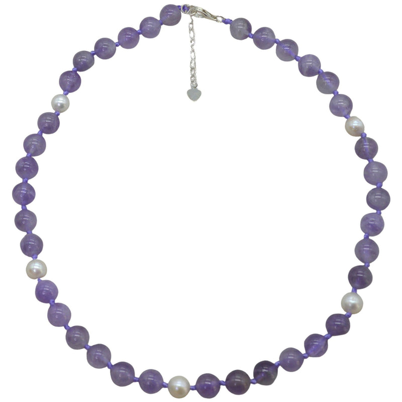 Sofia Lavender Amethyst and Freshwater Pearl Sterling Silver necklace