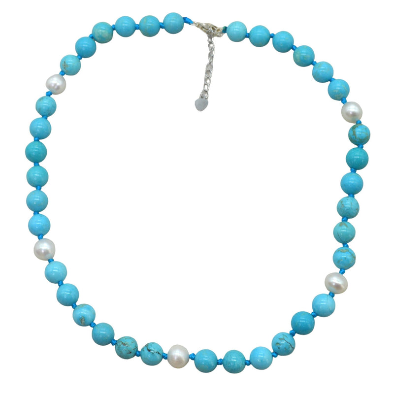 Sofia Aquamarine and Freshwater Pearl Sterling Silver necklace