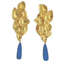 Multi Leaf Turquoise Howlite Gold Earring