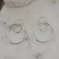 Solarius Double Ring 14k Gold or Sterling Silver Earrings