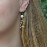 Double Teardrop Pearl 14k Gold or Sterling Silver Earrings