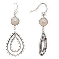 Double Teardrop Pearl 14k Gold or Sterling Silver Earrings