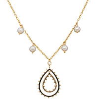 Double Teardrop Pearl Gold or Silver Necklace