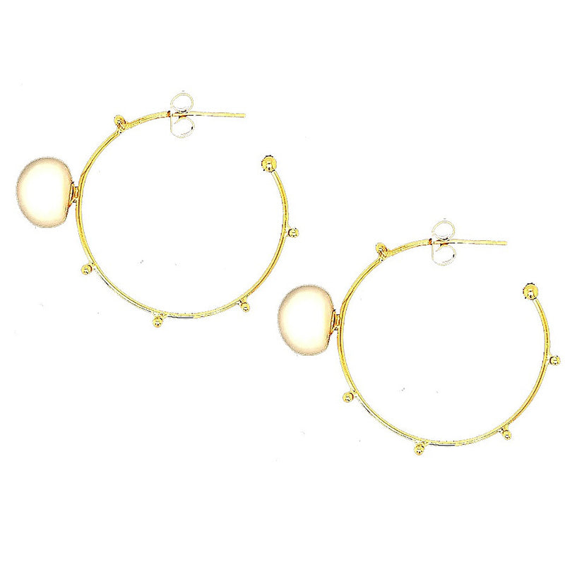 Celine Freshwater Pearl Gold hoop Earring