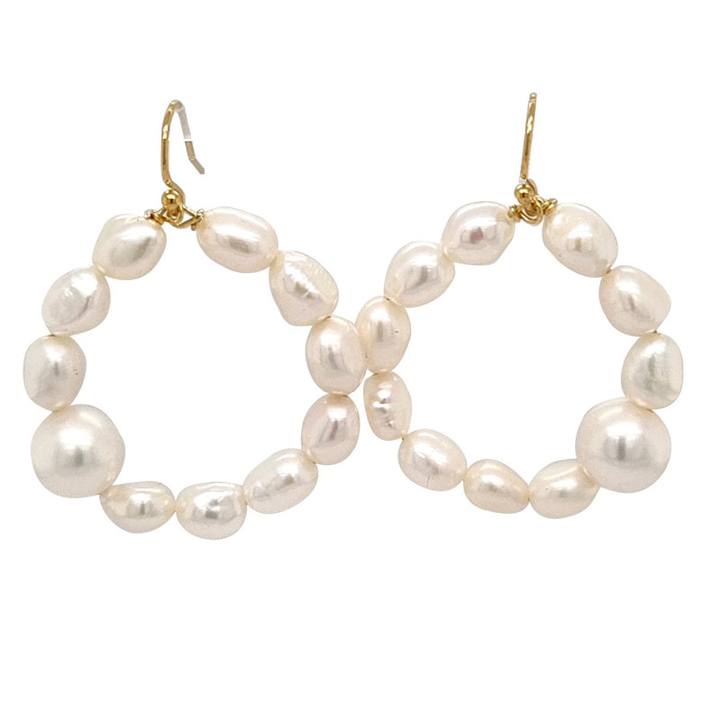 Helena fresh water pearl hoop 14k Gold Filled Gold or Sterling Silver Earrings