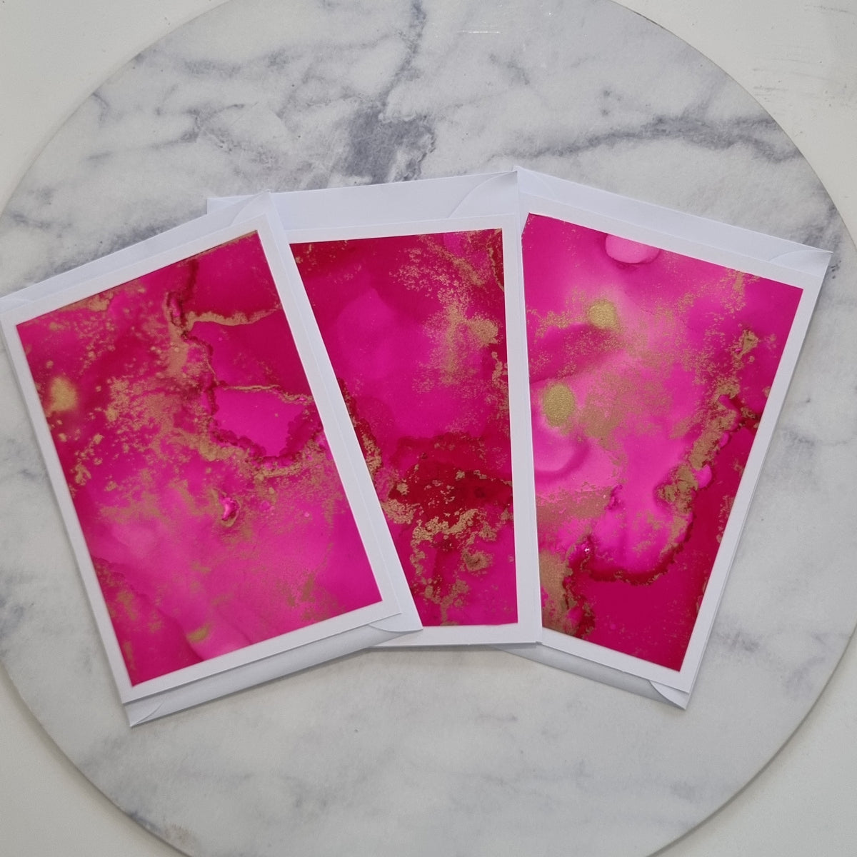 Raspberry blank Note or gift cards set of three