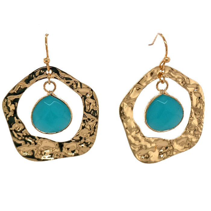 Elaine 18k Gold plate Blue Jade Earrings