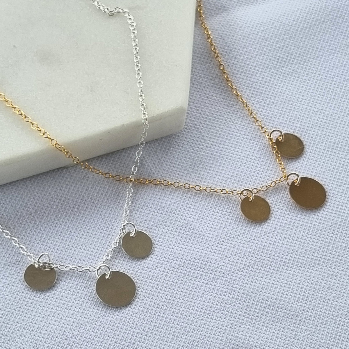 Raina 14K Gold filled or Sterling silver 3 disc Necklace