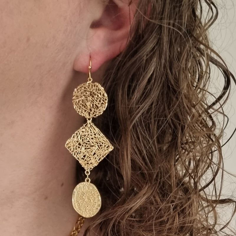 Praia Triple drop Coin Earrings