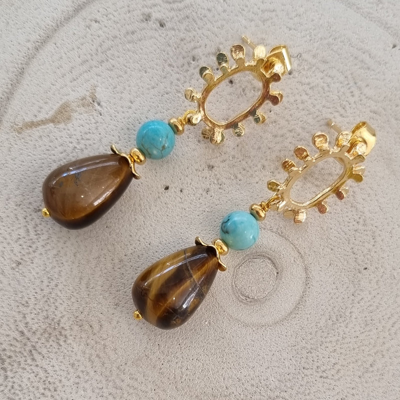 Glamour Turquoise & Tigereye Earrings