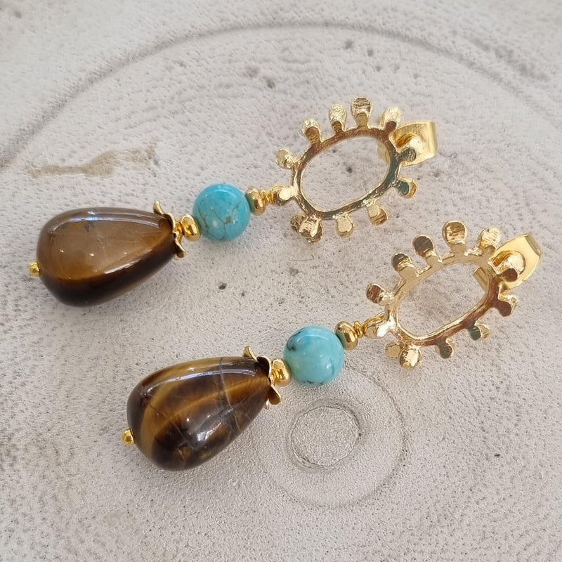 Glamour Turquoise & Tigereye Earrings