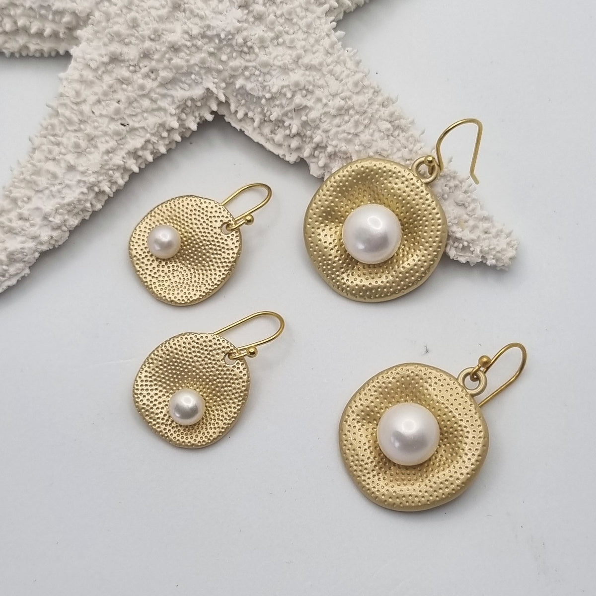 Matt Gold Freshwater Pearl Earrings