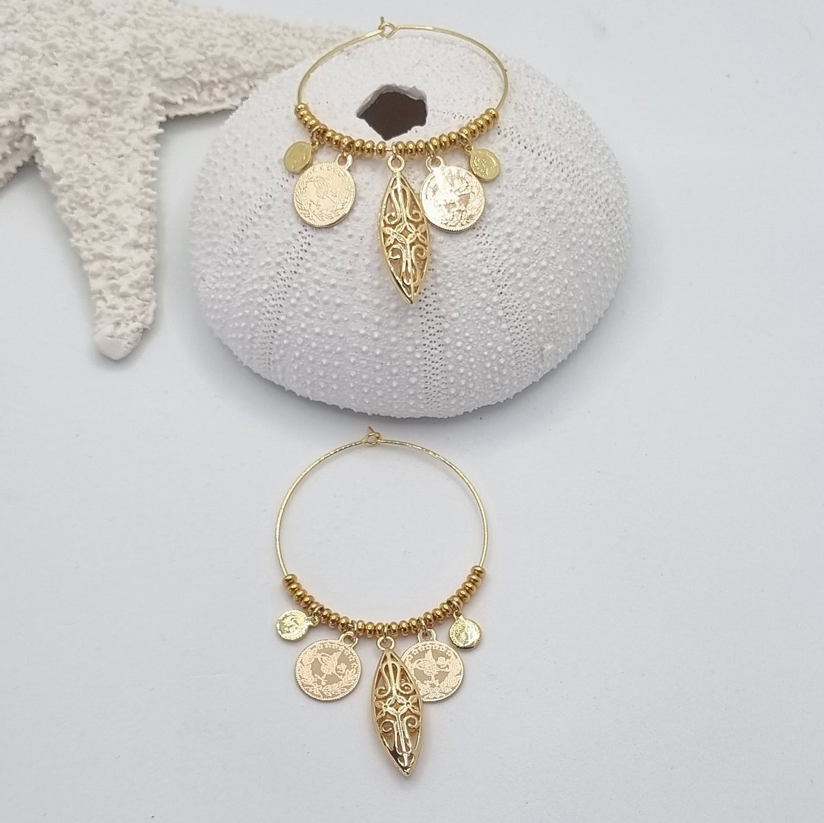 Praia Hoop Coin Earrings