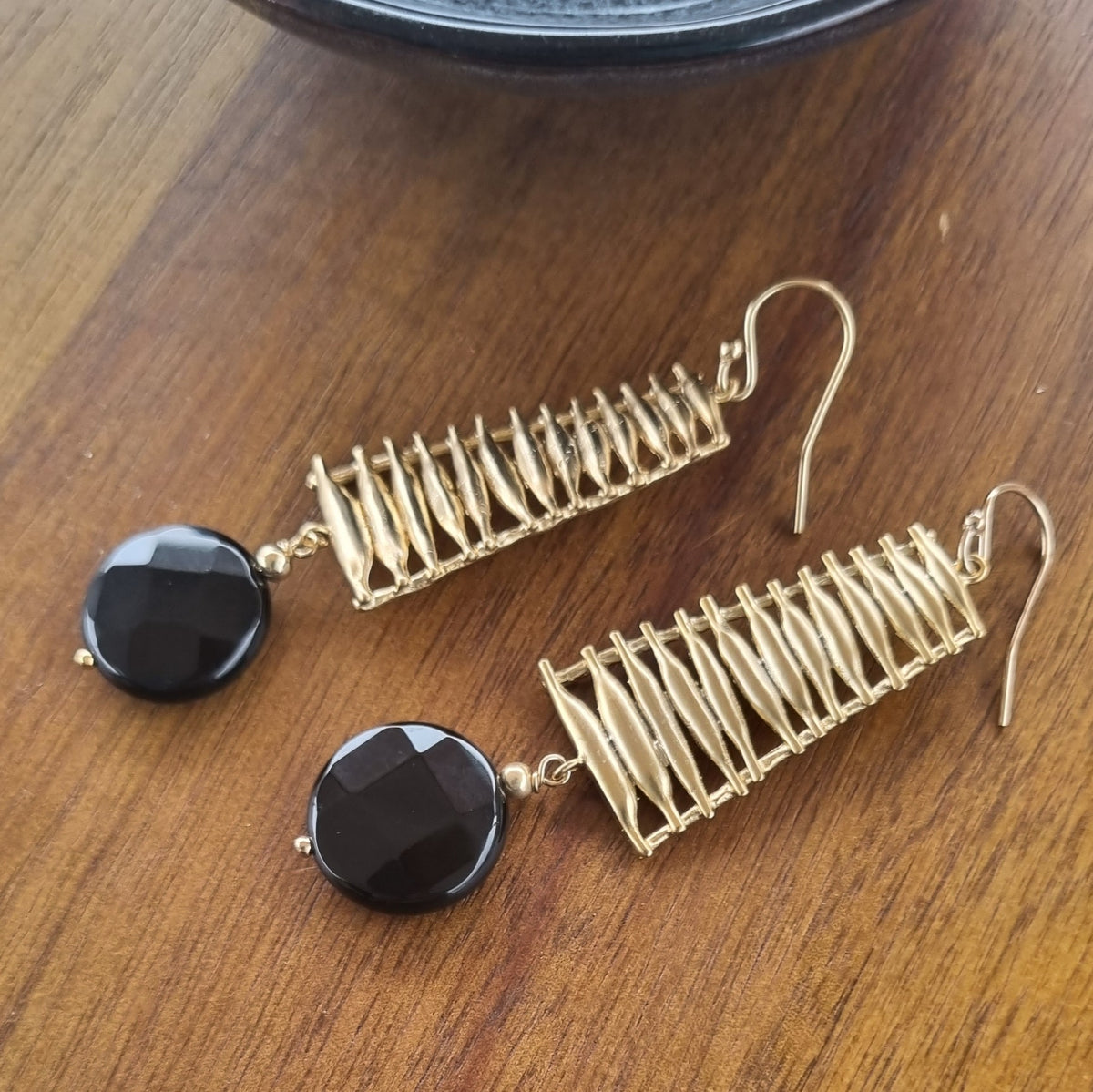 Ladder Earring Onyx Gold or Silver