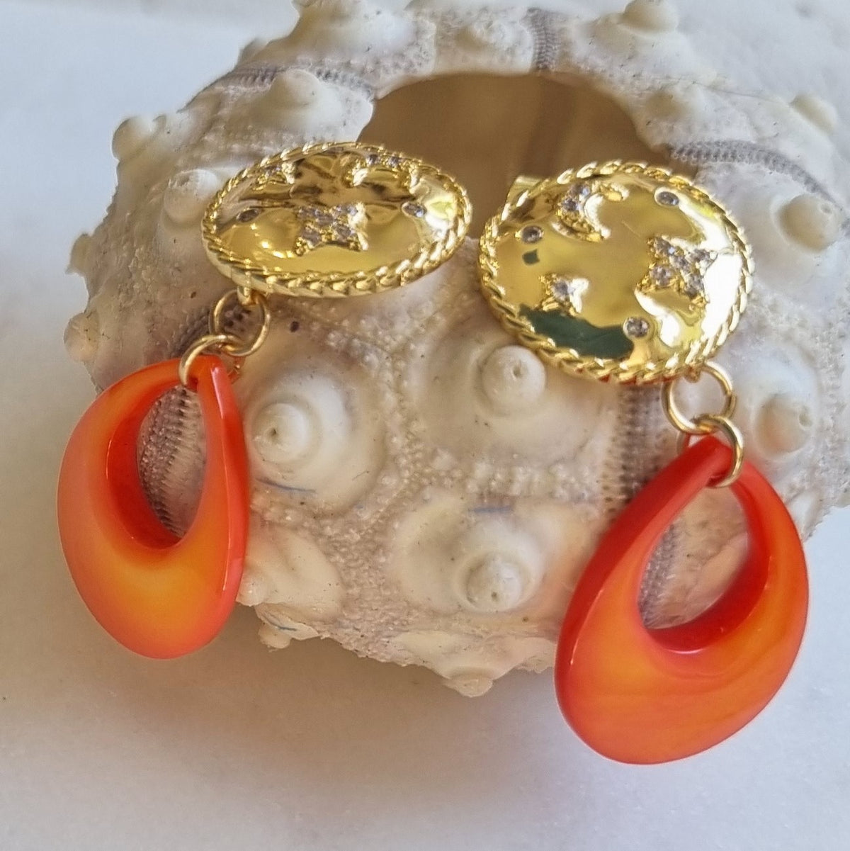 Aphrodite Citrus Mother of Pearl Stud Earrings