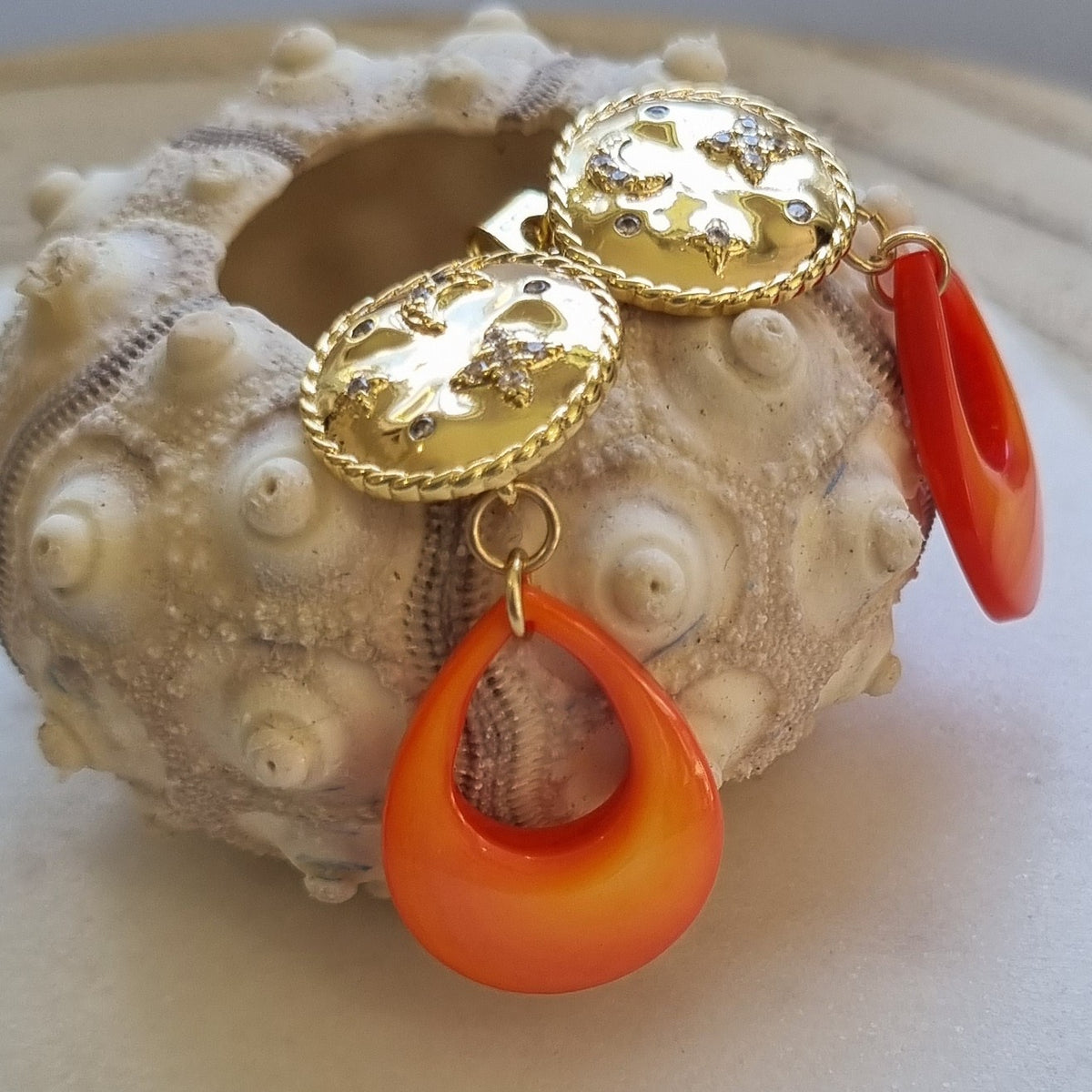 Aphrodite Citrus Mother of Pearl Stud Earrings