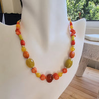 Aphrodite Citrus Carnelian, Coral and Agate Paperclip Chain Necklace