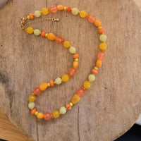 Aphrodite Citrus Agate, Coral, Carnelian and Jade Necklace