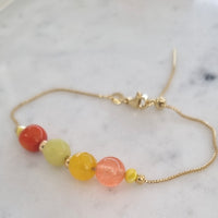 Aphrodite Citrus Agate, Coral and Jade Adjustable Bracelet