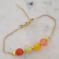 Aphrodite Citrus Agate, Coral and Jade Adjustable Bracelet