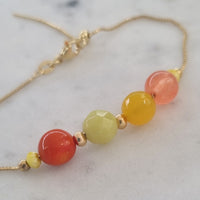 Aphrodite Citrus Agate, Coral and Jade Adjustable Bracelet