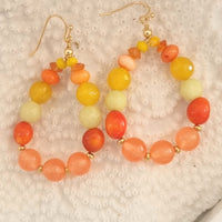 Aphrodite Citrus Coral, Carnelian, Agate and Jade Hoop Earrings