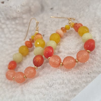 Aphrodite Citrus Coral, Carnelian, Agate and Jade Hoop Earrings