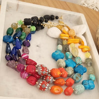 Lara short multi stone Rainbow Necklace