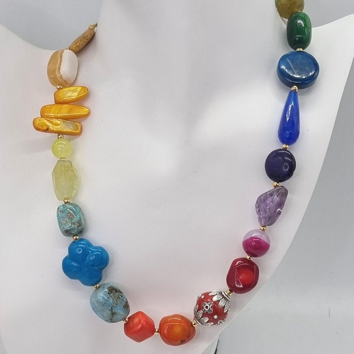 Lara short multi stone Rainbow Necklace