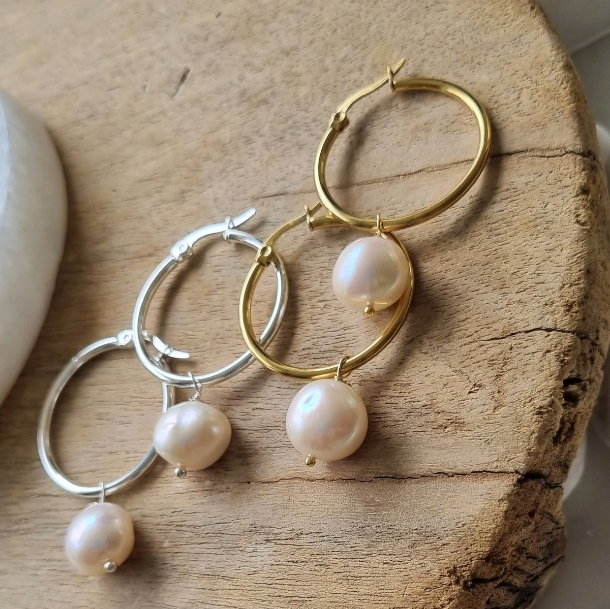 Rebecca Freshwater Pearl hoop Earrings