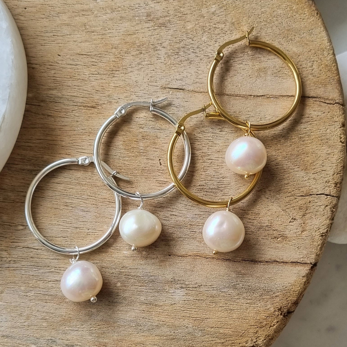 Rebecca Freshwater Pearl hoop Earrings