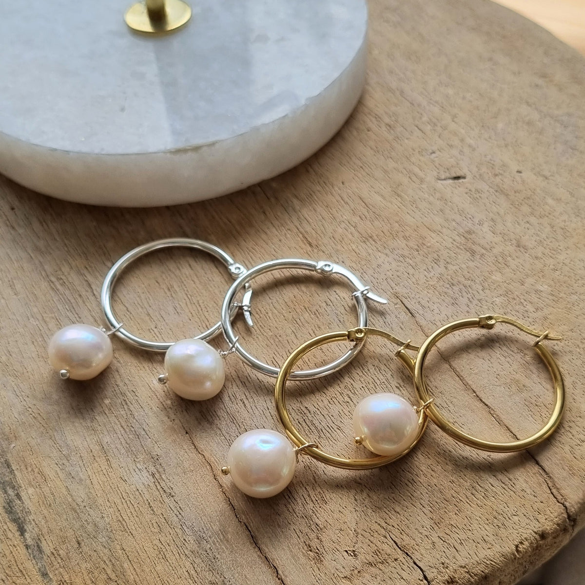 Rebecca Freshwater Pearl hoop Earrings