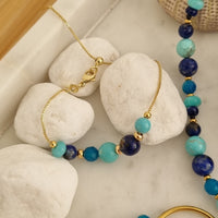 Aphrodite Marine Lapis Lazuli, Turquoise Hoop Earrings