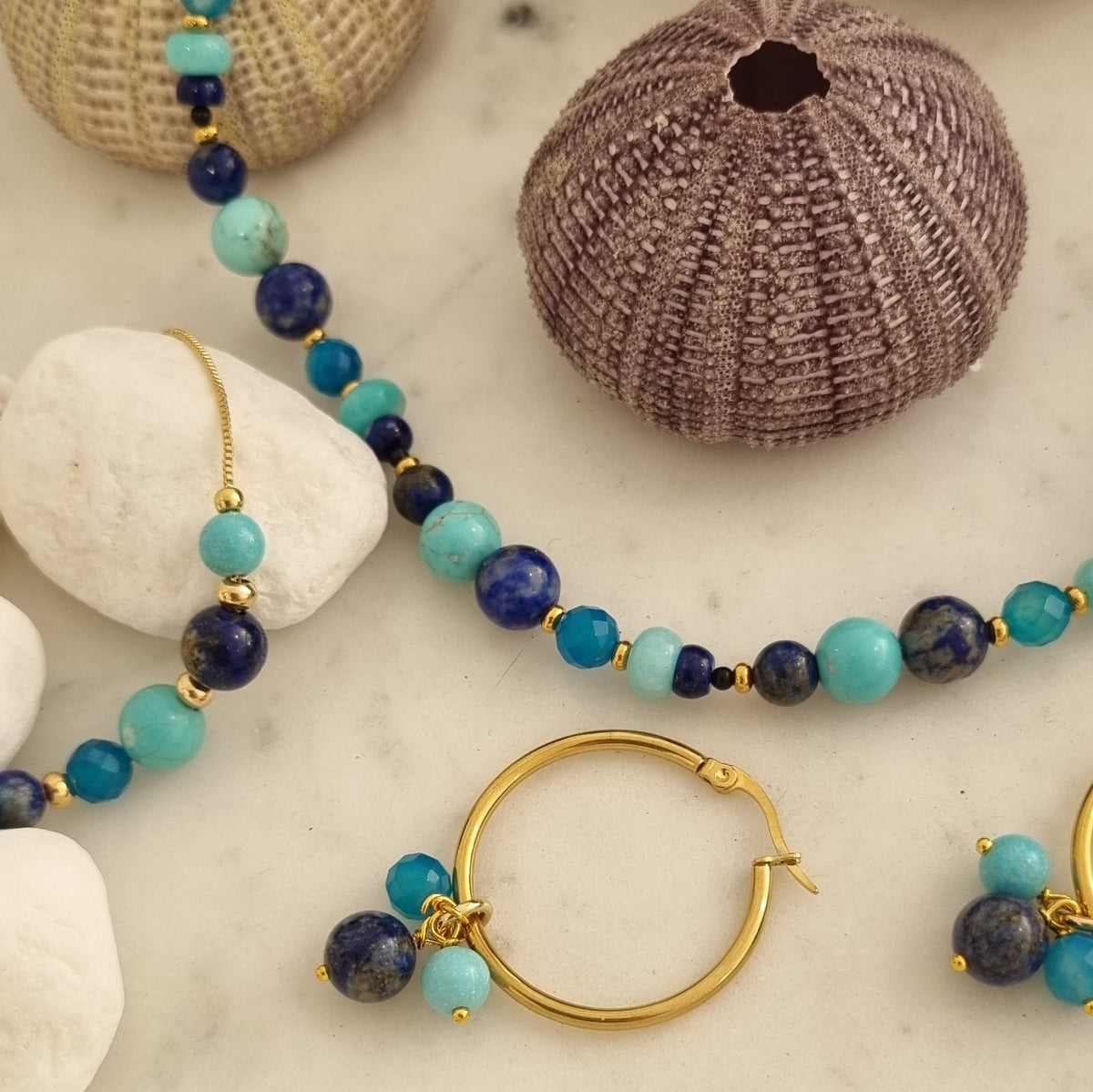 Aphrodite Marine Lapis Lazuli, Turquoise & Amazonite Necklace