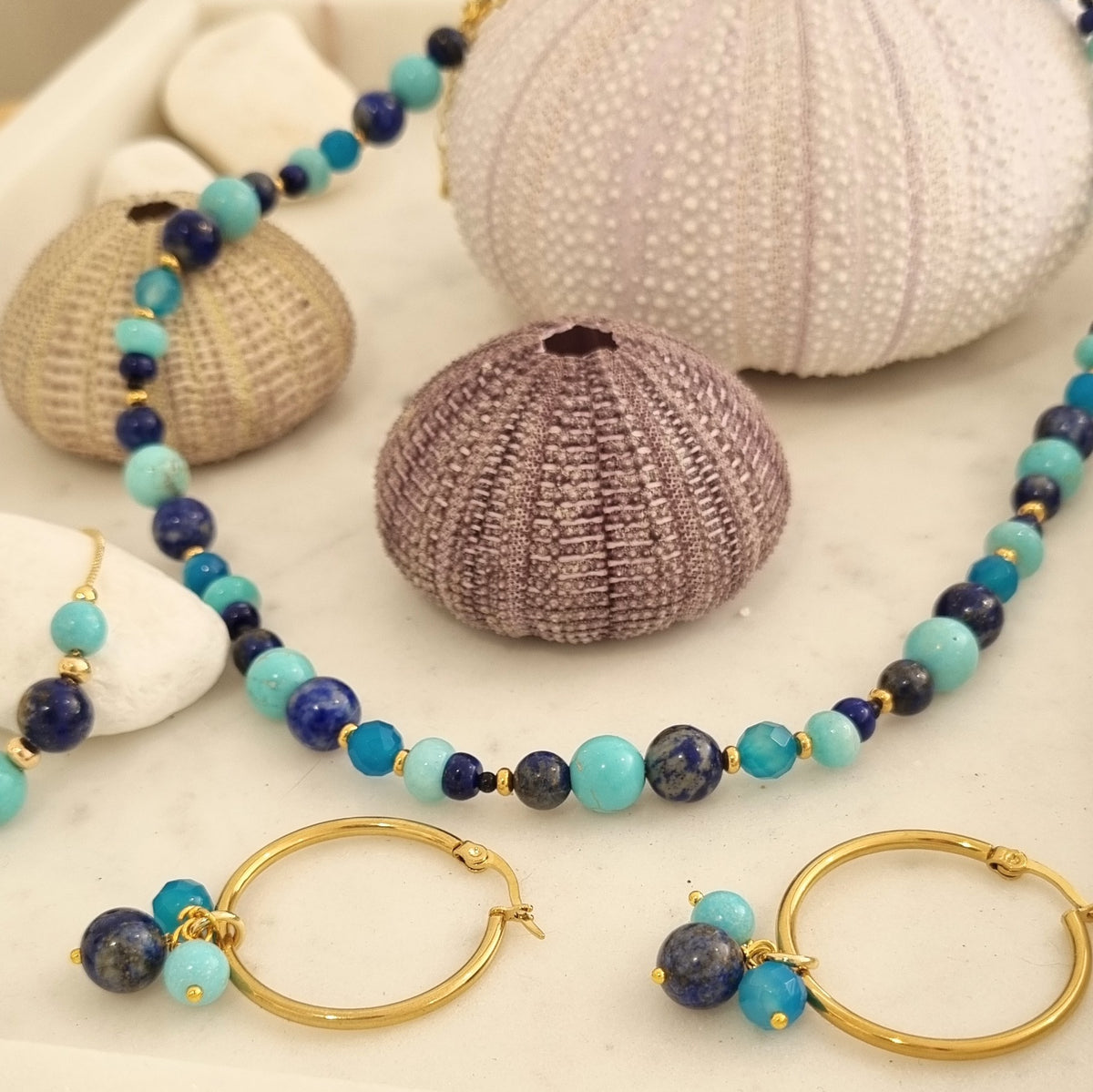 Aphrodite Marine Lapis Lazuli, Turquoise & Amazonite Necklace