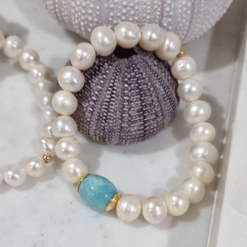 Tin Cup Freshwater Pearl Gemstone bracelets