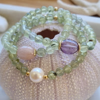 Deva Prehnite, Morganite, Pink Amethyst or Freshwater Pearl Bracelets