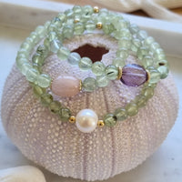 Deva Prehnite, Morganite, Pink Amethyst or Freshwater Pearl Bracelets