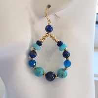 Aphrodite Marine Lapis Lazuli, Turquoise & Amazonite Earrings