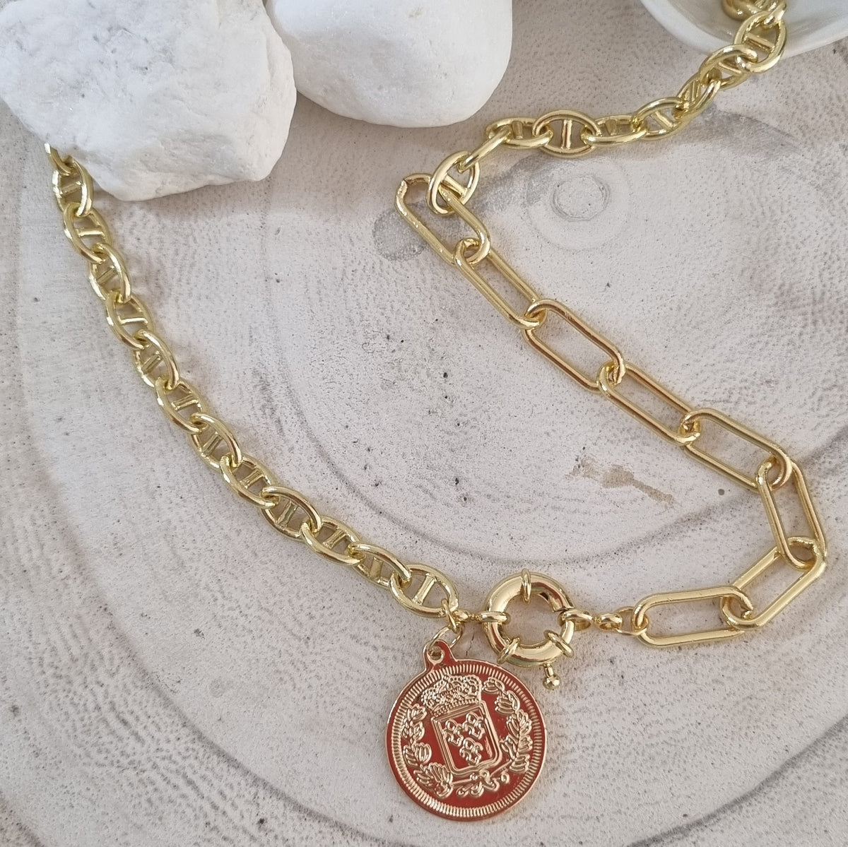 Dolce Mariner 18k Gold Plated Chain Coin Bracelet