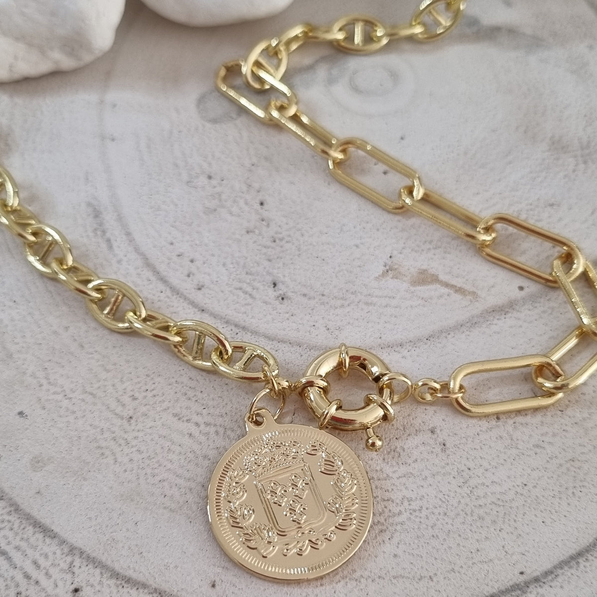 Dolce Mariner 18k Gold Plated Chain Coin Bracelet