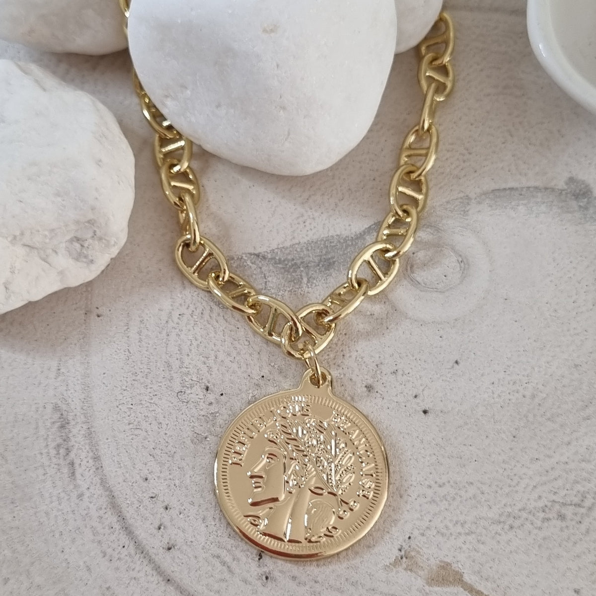 Dolce Mariner 18k Gold Plated Chain Coin Bracelet