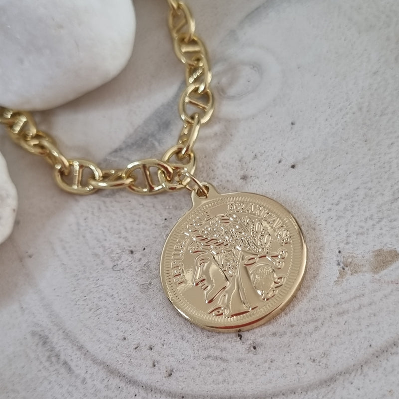 Dolce Mariner 18k Gold Plated Chain Coin Bracelet