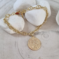 Dolce Mariner 18k Gold Plated Chain Coin Bracelet