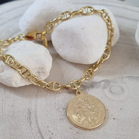 Dolce Mariner 18k Gold Plated Chain Coin Bracelet