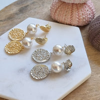 Praia Shell Pearl Coin Earrings